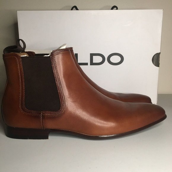 ALDO CHELSEA LEATHER BOOTS PORTERS BROWN MENS SIZE 7.5 - Picture 2 of 16